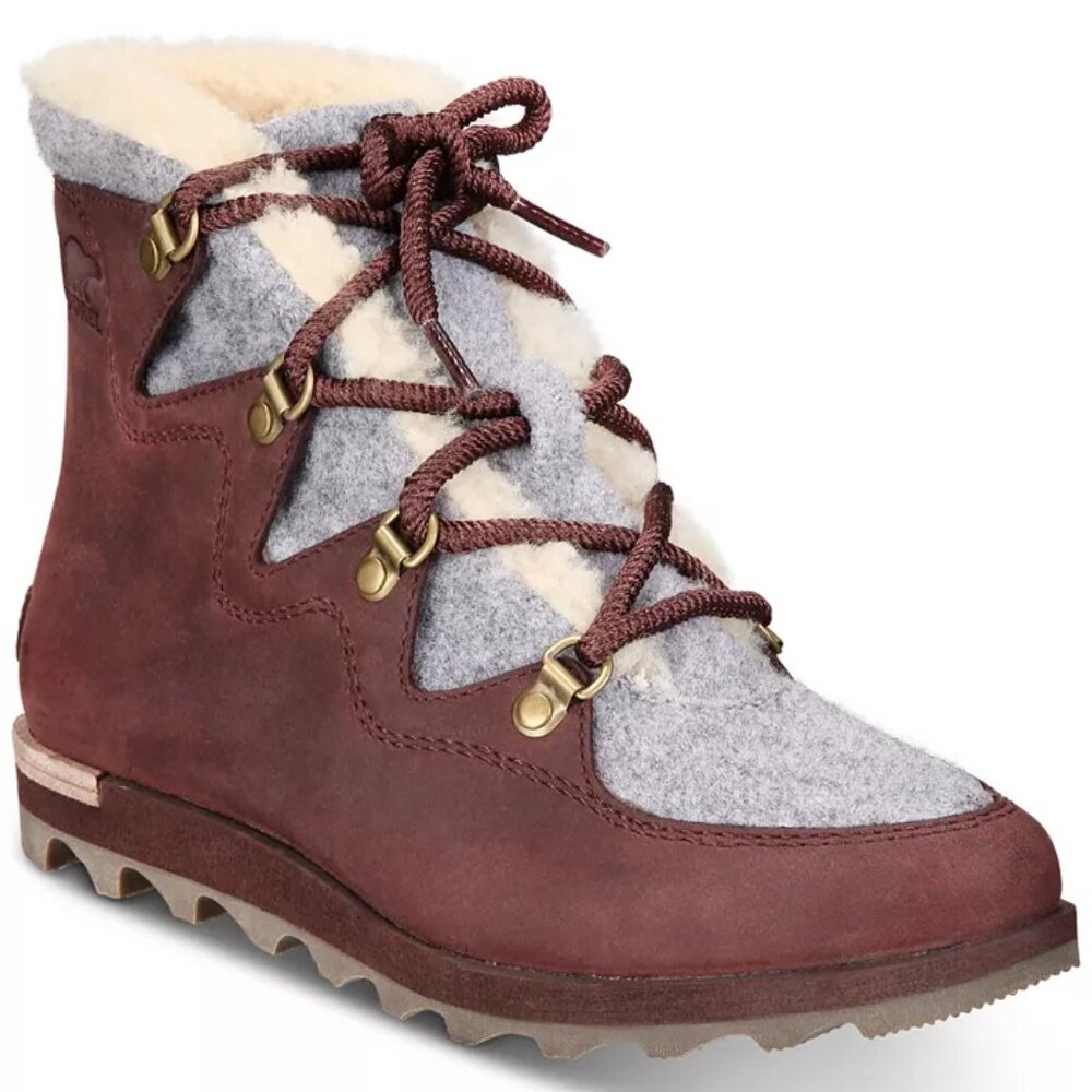 $200 SOREL Sneakchic Alpine Booties  WINTER SNOW NUBUCK WOOL SHEARLING 6 (TPO1)